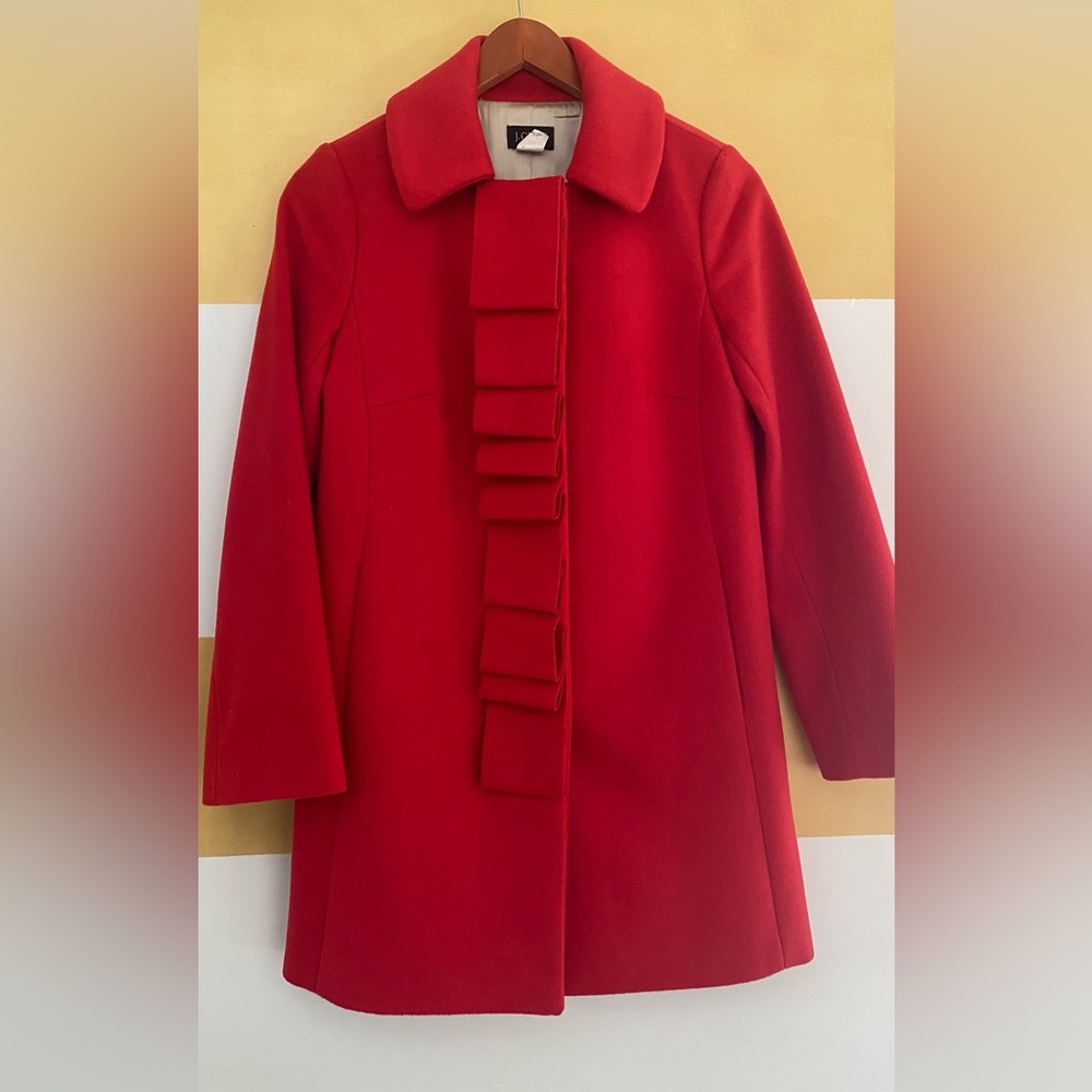 JCrew Pea coat Red, Lined, Wool RARE